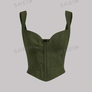 SHEIN MOD Hook and Eye Front Bustier Wide Strap Top